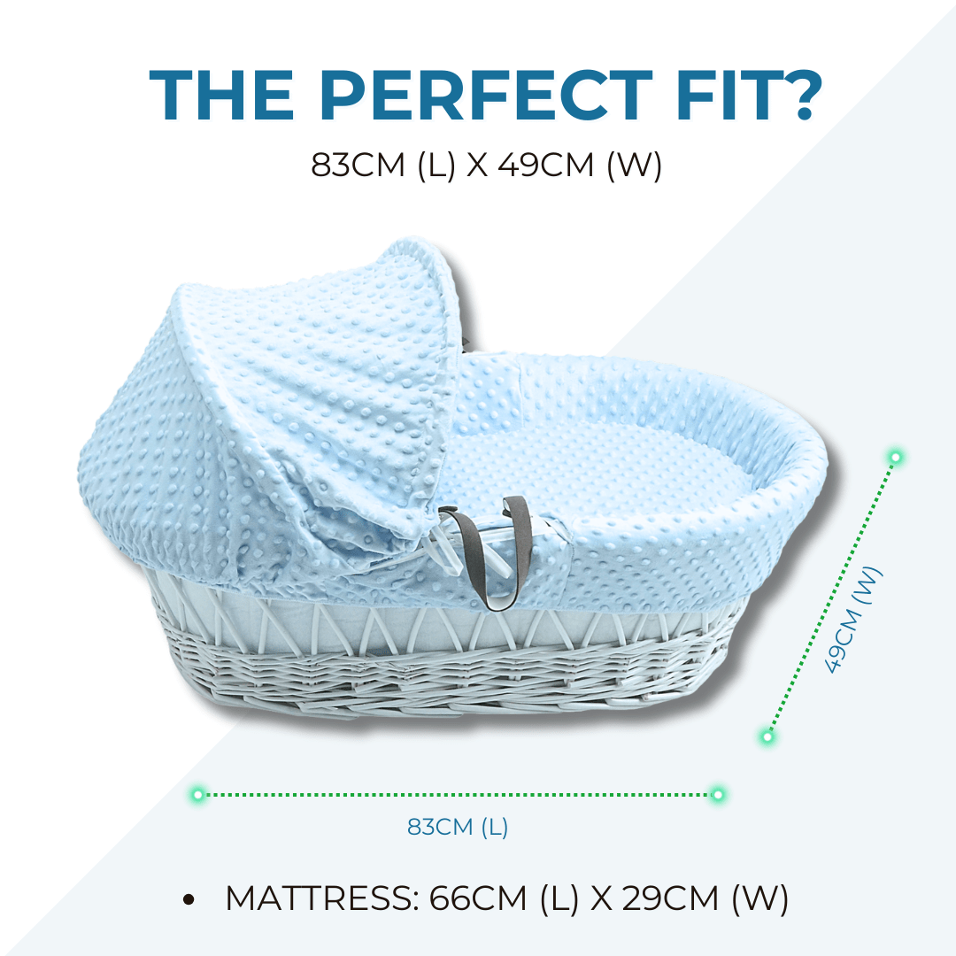 Blue Dimple Grey Wicker Baby Moses Basket With Stand