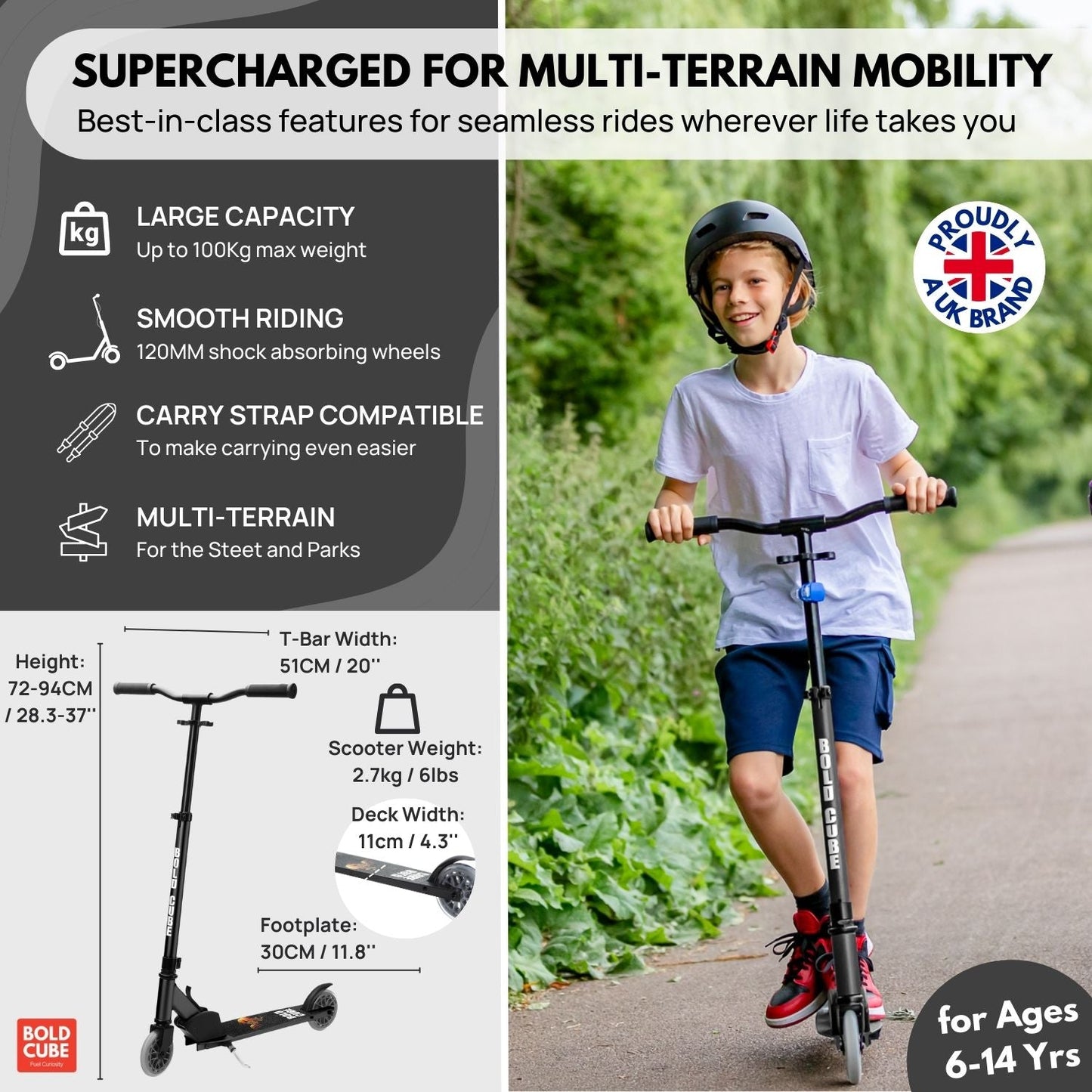 Black - Deluxe 2 Wheel Scooter