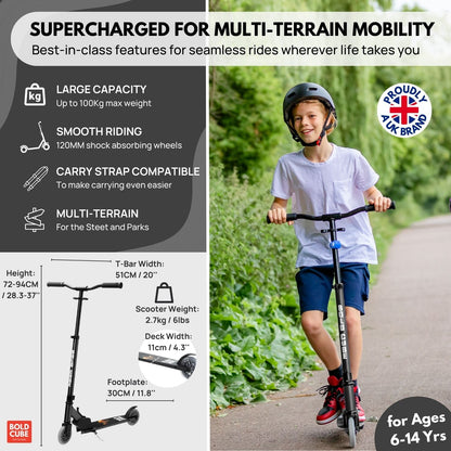 Black - Deluxe 2 Wheel Scooter