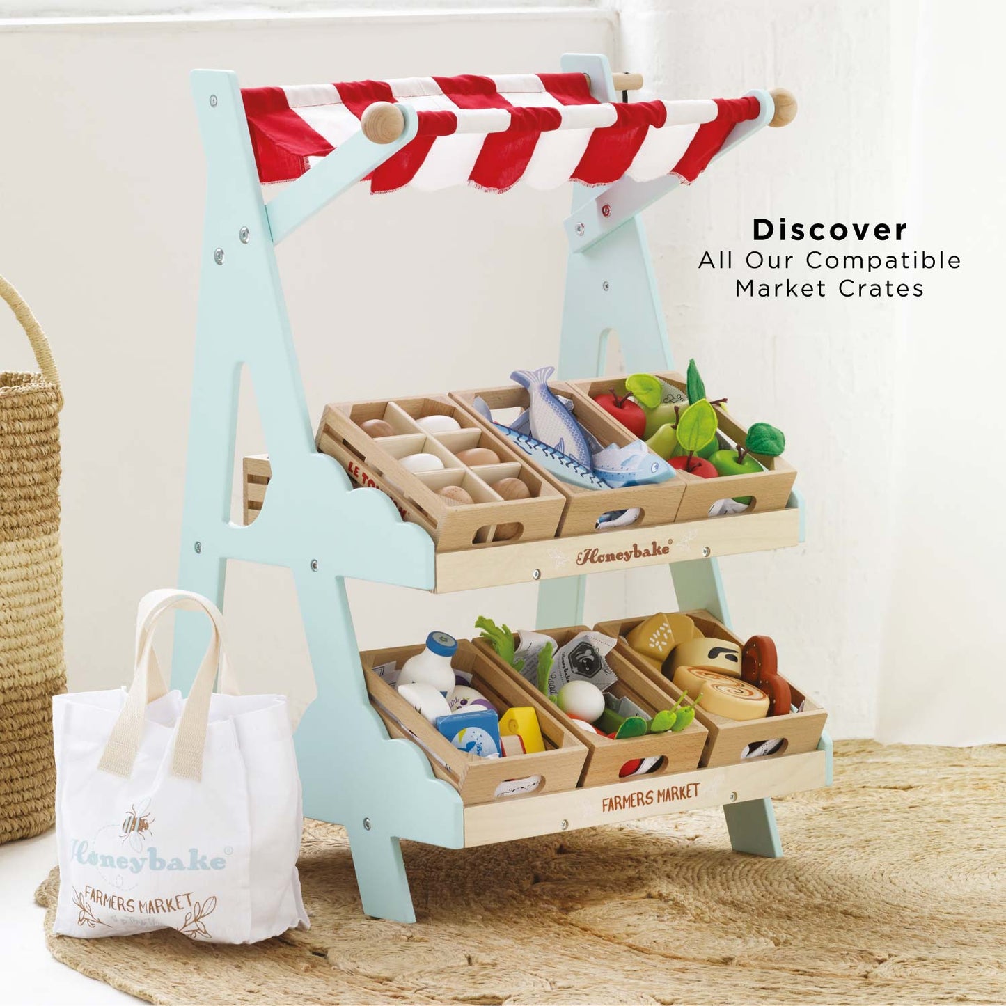 Wooden Market Stall & Fruit Play Food Crate