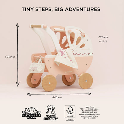 Retro Wooden Doll Pram