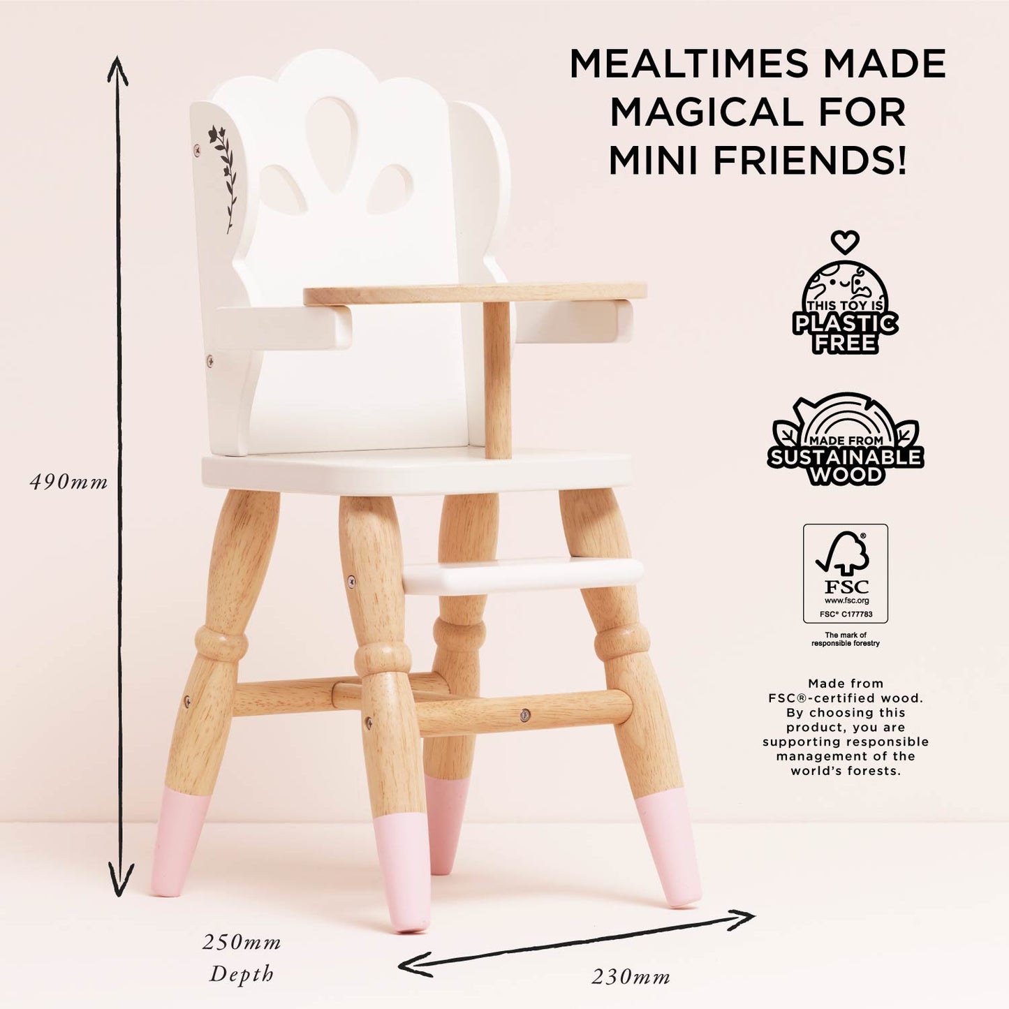 Dolls Wooden High Chair